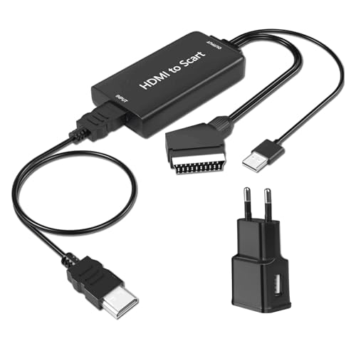 AMANKA HDMI auf Scart Konverter Adapter HDMI zu Scart mit HDMI Kabel und Scart Kabel Full HD 1080P Video Audio Wandler für HDTV STB VHS Xbox PS3 Sky DVD Blu-ray usw von AMANKA