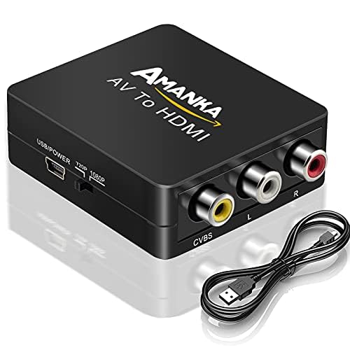 AMANKA RCA auf HDMI Adapter, AV auf HDMI Konverter AV zu HDMI Adapter Unterstützung 1080P für PC/Xbox/PS4/PS3/TV/STB/VHS/VCR/Kamera/DVD von AMANKA