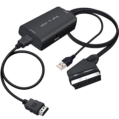 AMANKA Scart auf HDMI Konverter HD 1080P SCART zu HDMI Adapter mit Scart Kabel und HDMI Kabel Audio Video Wandler für HDTV VHS Set Top Box PS3 Sky DVD Blu-ray usw von AMANKA