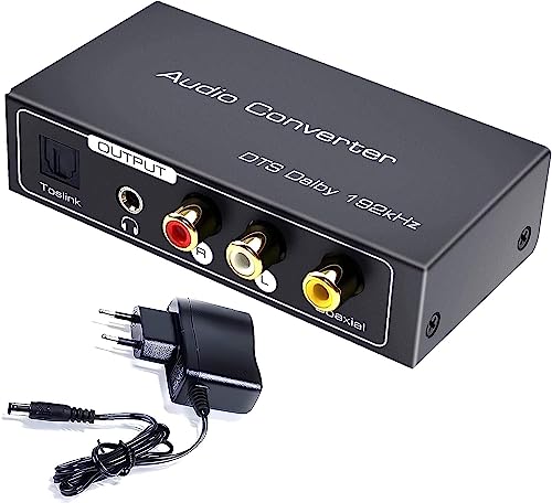 HDMI ARC Audio Extractor, AMANKA Digital HDMI ARC zu SPDIF Koaxial Optical Cinch L/R Stereo Ausgang 3,5mm 192KHz DAC Converter Optical Digital HDMI Audio auf Analog für TV DVD PS4 Blu-ray usw von AMANKA
