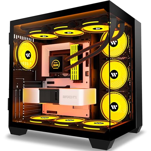 AMANSON PC Gehäuse- ATX Mid Tower Gehäuse aus gehärtetem Glas Gaming Computer Gehäuse （ohne ARGB Lüfter） H03 schwarz von AMANSON