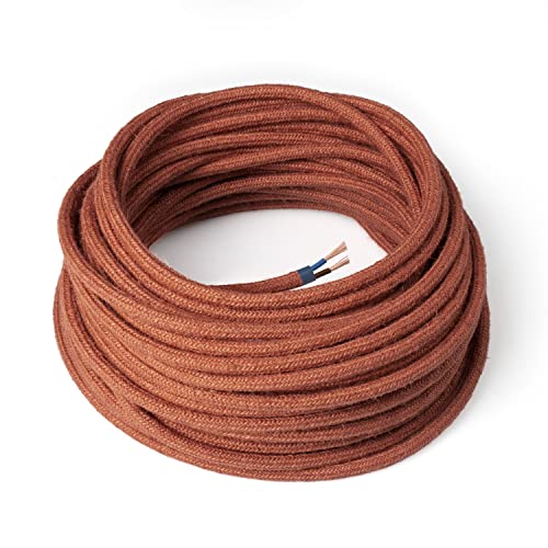 Amarcords - Textilkabel für Lampen BACKSTEIN, rund, Jute, 5 Meter, mit 2 Leiter 2x0,75 - Stoffkabel mit farbigem vintage Stoff überzogen für Kronleuchter, Wandlampen und Lampenschirme Amarcords - Textilkabel für Lampen BACKSTEIN, rund, Jute, 5 Meter, mit 2 Leiter 2x0,75 - Stoffkabel mit farbigem vintage Stoff überzogen für Kronleuchter, Wandlampen und Lampenschirme von AMARCORDS