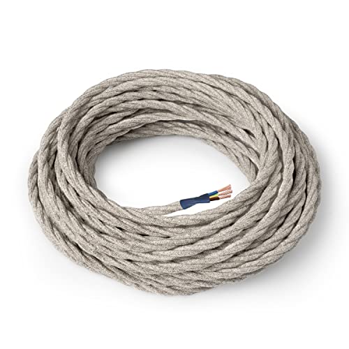 Amarcords - Textilkabel für Lampen BEIGE, geflochten, Leinen, 3 Meter, mit Erdung 3x0,75 - Stoffkabel mit farbigem vintage Stoff überzogen für Kronleuchter, Wandlampen und Lampenschirme Amarcords - Textilkabel für Lampen BEIGE, geflochten, Leinen, 3 Meter, mit Erdung 3x0,75 - Stoffkabel mit farbigem vintage Stoff überzogen für Kronleuchter, Wandlampen und Lampenschirme von AMARCORDS