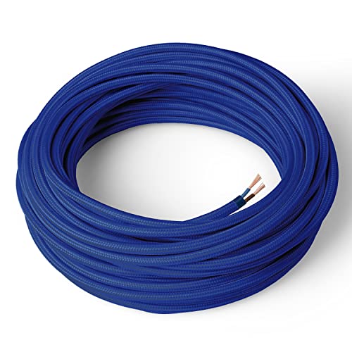 Amarcords - Textilkabel für Lampen BLAU, rund, Seide, 10 Meter, mit 2 Leiter 2x0,75 - Stoffkabel mit farbigem vintage Stoff überzogen für Kronleuchter, Wandlampen und Lampenschirme Amarcords - Textilkabel für Lampen BLAU, rund, Seide, 10 Meter, mit 2 Leiter 2x0,75 - Stoffkabel mit farbigem vintage Stoff überzogen für Kronleuchter, Wandlampen und Lampenschirme von AMARCORDS