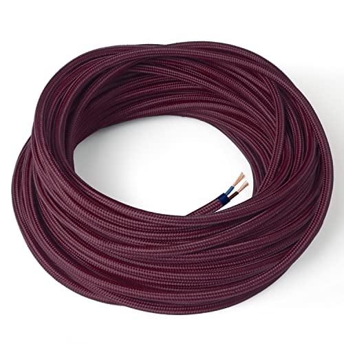 Amarcords - Textilkabel für Lampen BORDEAUX, rund, Seide, 50 Meter, mit 2 Leiter 2x0,75 - Stoffkabel mit farbigem vintage Stoff überzogen für Kronleuchter, Wandlampen und Lampenschirme Amarcords - Textilkabel für Lampen BORDEAUX, rund, Seide, 50 Meter, mit 2 Leiter 2x0,75 - Stoffkabel mit farbigem vintage Stoff überzogen für Kronleuchter, Wandlampen und Lampenschirme von AMARCORDS