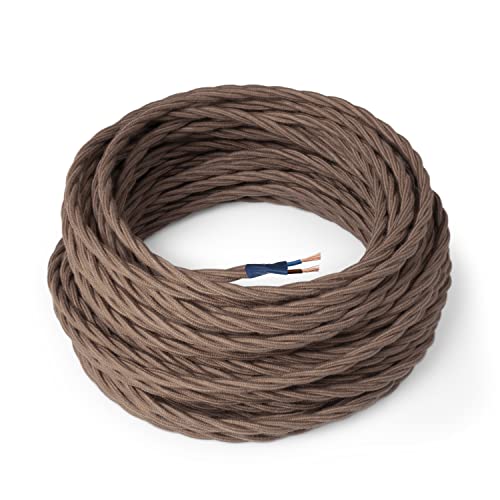 Amarcords - Textilkabel für Lampen BRAUN, geflochten, Baumwolle, 50 Meter, mit 2 Leiter 2x0,75 - Stoffkabel mit farbigem vintage Stoff überzogen für Kronleuchter, Wandlampen und Lampenschirme Amarcords - Textilkabel für Lampen BRAUN, geflochten, Baumwolle, 50 Meter, mit 2 Leiter 2x0,75 - Stoffkabel mit farbigem vintage Stoff überzogen für Kronleuchter, Wandlampen und Lampenschirme von AMARCORDS