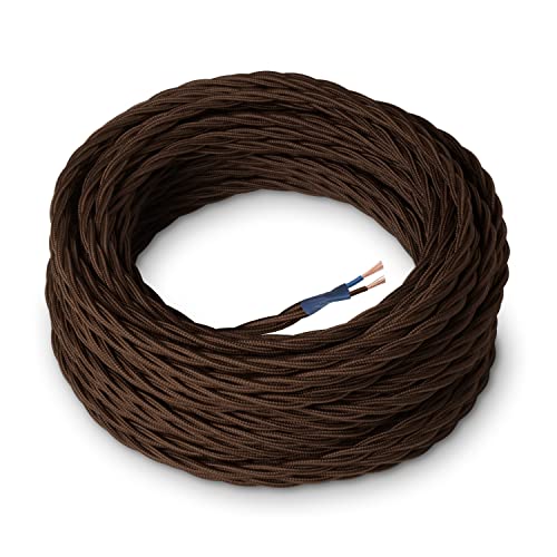Amarcords - Textilkabel für Lampen BRAUN, geflochten, Seide, 10 Meter, mit 2 Leiter 2x0,75 - Stoffkabel mit farbigem vintage Stoff überzogen für Kronleuchter, Wandlampen und Lampenschirme Amarcords - Textilkabel für Lampen BRAUN, geflochten, Seide, 10 Meter, mit 2 Leiter 2x0,75 - Stoffkabel mit farbigem vintage Stoff überzogen für Kronleuchter, Wandlampen und Lampenschirme von AMARCORDS
