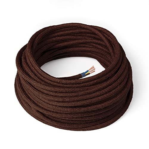 Amarcords - Textilkabel für Lampen BRAUN, rund, Jute, 5 Meter, mit Erdung 3x0,75 - Stoffkabel mit farbigem vintage Stoff überzogen für Kronleuchter, Wandlampen und Lampenschirme Amarcords - Textilkabel für Lampen BRAUN, rund, Jute, 5 Meter, mit Erdung 3x0,75 - Stoffkabel mit farbigem vintage Stoff überzogen für Kronleuchter, Wandlampen und Lampenschirme von AMARCORDS