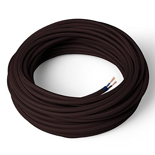 Amarcords - Textilkabel für Lampen BRAUN, rund, Seide, 5 Meter, mit 2 Leiter 2x0,75 - Stoffkabel mit farbigem vintage Stoff überzogen für Kronleuchter, Wandlampen und Lampenschirme Amarcords - Textilkabel für Lampen BRAUN, rund, Seide, 5 Meter, mit 2 Leiter 2x0,75 - Stoffkabel mit farbigem vintage Stoff überzogen für Kronleuchter, Wandlampen und Lampenschirme von AMARCORDS