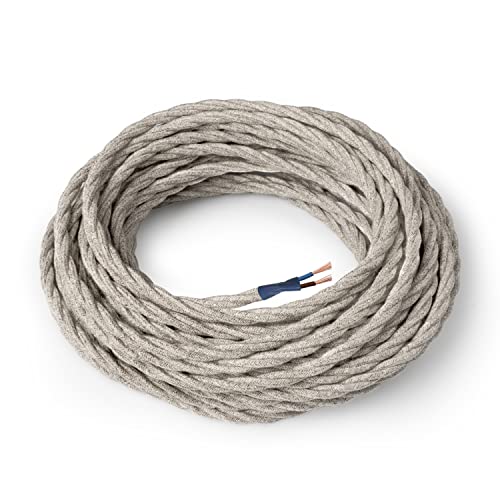 Amarcords - Textilkabel für Lampen CANVAS BEIGE, geflochten, Leinen, 5 Meter, mit 2 Leiter 2x0,75 - Stoffkabel mit farbigem vintage Stoff überzogen für Kronleuchter, Wandlampen und Lampenschirme Amarcords - Textilkabel für Lampen CANVAS BEIGE, geflochten, Leinen, 5 Meter, mit 2 Leiter 2x0,75 - Stoffkabel mit farbigem vintage Stoff überzogen für Kronleuchter, Wandlampen und Lampenschirme von AMARCORDS