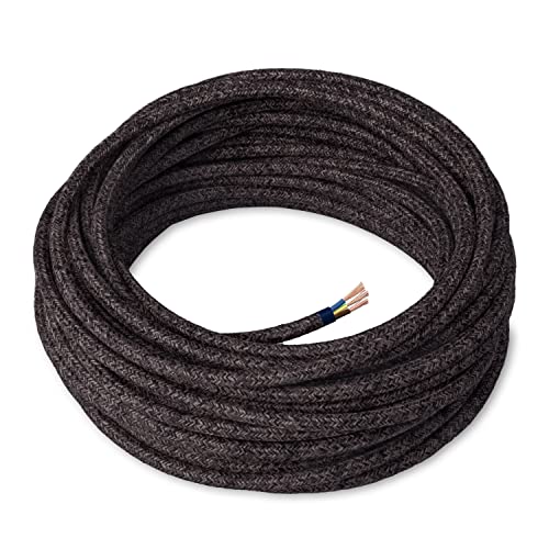Amarcords - Textilkabel für Lampen CANVAS DUNKEL GRAU, rund, Leinen, 5 Meter, mit Erdung 3x0,75 - Stoffkabel mit farbigem vintage Stoff überzogen für Kronleuchter, Wandlampen und Lampenschirme Amarcords - Textilkabel für Lampen CANVAS DUNKEL GRAU, rund, Leinen, 5 Meter, mit Erdung 3x0,75 - Stoffkabel mit farbigem vintage Stoff überzogen für Kronleuchter, Wandlampen und Lampenschirme von AMARCORDS
