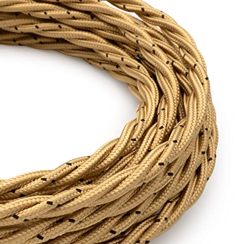 Amarcords - Textilkabel für Lampen GOLD, geflochten, Seide, 10 Meter, mit Erdung 3x0,75 - Stoffkabel mit farbigem vintage Stoff überzogen für Kronleuchter, Wandlampen und Lampenschirme Amarcords - Textilkabel für Lampen GOLD, geflochten, Seide, 10 Meter, mit Erdung 3x0,75 - Stoffkabel mit farbigem vintage Stoff überzogen für Kronleuchter, Wandlampen und Lampenschirme von AMARCORDS
