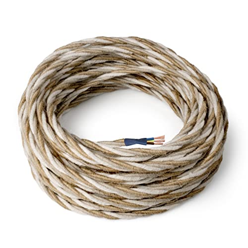 Amarcords - Textilkabel für Lampen HEU, geflochten, Jute, 3 Meter, mit Erdung 3x0,75 - Stoffkabel mit farbigem vintage Stoff überzogen für Kronleuchter, Wandlampen und Lampenschirme Amarcords - Textilkabel für Lampen HEU, geflochten, Jute, 3 Meter, mit Erdung 3x0,75 - Stoffkabel mit farbigem vintage Stoff überzogen für Kronleuchter, Wandlampen und Lampenschirme von AMARCORDS