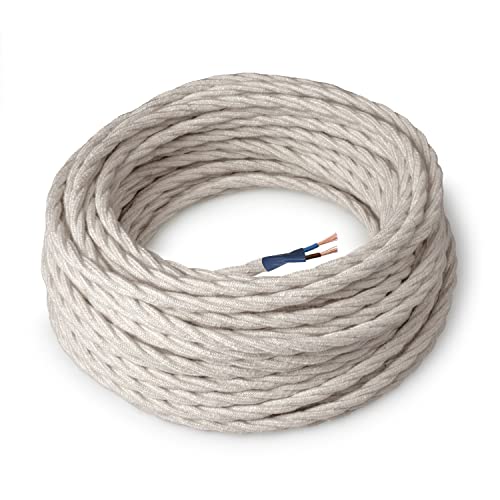 Amarcords - Elektrisches Textilkabel, Farbe: Labrador, Leinen-Geflecht, 5 Meter mit 2 Leitern, 2 x 0,75 mm - Mit farbigem Vintage-Stoff überzogenes Kabel für Lampen, Kronleuchter, Wandleuchten und Nachttischlampen Amarcords - Elektrisches Textilkabel, Farbe: Labrador, Leinen-Geflecht, 5 Meter mit 2 Leitern, 2 x 0,75 mm - Mit farbigem Vintage-Stoff überzogenes Kabel für Lampen, Kronleuchter, Wandleuchten und Nachttischlampen von AMARCORDS