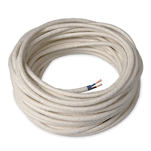 Amarcords - Textilkabel für Lampen LABRADOR, rund, Leinen, 10 Meter, mit 2 Leiter 2x0,75 - Stoffkabel mit farbigem vintage Stoff überzogen für Kronleuchter, Wandlampen und Lampenschirme Amarcords - Textilkabel für Lampen LABRADOR, rund, Leinen, 10 Meter, mit 2 Leiter 2x0,75 - Stoffkabel mit farbigem vintage Stoff überzogen für Kronleuchter, Wandlampen und Lampenschirme von AMARCORDS