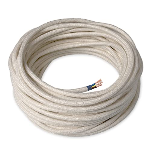 Amarcords - Textilkabel für Lampen LABRADOR, rund, Leinen, 5 Meter, mit Erdung 3x0,75 - Stoffkabel mit farbigem vintage Stoff überzogen für Kronleuchter, Wandlampen und Lampenschirme Amarcords - Textilkabel für Lampen LABRADOR, rund, Leinen, 5 Meter, mit Erdung 3x0,75 - Stoffkabel mit farbigem vintage Stoff überzogen für Kronleuchter, Wandlampen und Lampenschirme von AMARCORDS