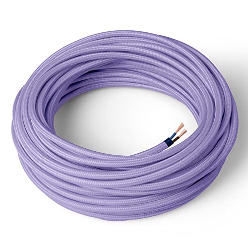 Amarcords - Textilkabel für Lampen LAVENDEL, rund, Seide, 1 Meter, mit 2 Leiter 2x0,75 - Stoffkabel mit farbigem vintage Stoff überzogen für Kronleuchter, Wandlampen und Lampenschirme Amarcords - Textilkabel für Lampen LAVENDEL, rund, Seide, 1 Meter, mit 2 Leiter 2x0,75 - Stoffkabel mit farbigem vintage Stoff überzogen für Kronleuchter, Wandlampen und Lampenschirme von AMARCORDS