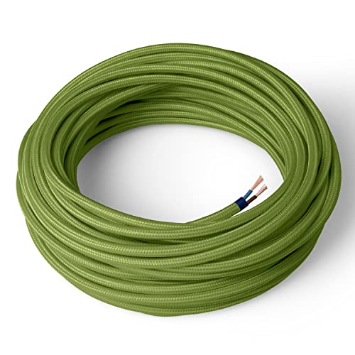 Amarcords - Textilkabel für Lampen PISTAZIE, rund, Seide, 10 Meter, mit 2 Leiter 2x0,75 - Stoffkabel mit farbigem vintage Stoff überzogen für Kronleuchter, Wandlampen und Lampenschirme Amarcords - Textilkabel für Lampen PISTAZIE, rund, Seide, 10 Meter, mit 2 Leiter 2x0,75 - Stoffkabel mit farbigem vintage Stoff überzogen für Kronleuchter, Wandlampen und Lampenschirme von AMARCORDS