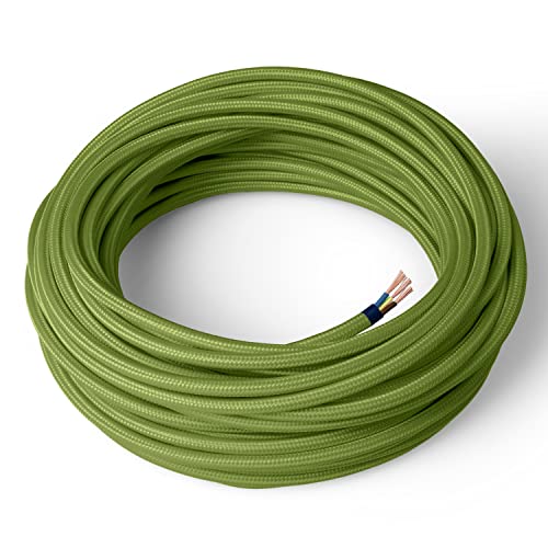 Amarcords - Textilkabel für Lampen PISTAZIE, rund, Seide, 10 Meter, mit Erdung 3x0,75 - Stoffkabel mit farbigem vintage Stoff überzogen für Kronleuchter, Wandlampen und Lampenschirme Amarcords - Textilkabel für Lampen PISTAZIE, rund, Seide, 10 Meter, mit Erdung 3x0,75 - Stoffkabel mit farbigem vintage Stoff überzogen für Kronleuchter, Wandlampen und Lampenschirme von AMARCORDS