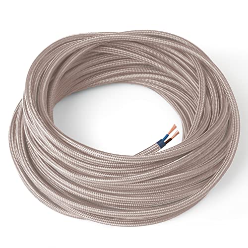 Amarcords - Textilkabel für Lampen PUDER, rund, Seide, 5 Meter, mit 2 Leiter 2x0,75 - Stoffkabel mit farbigem vintage Stoff überzogen für Kronleuchter, Wandlampen und Lampenschirme Amarcords - Textilkabel für Lampen PUDER, rund, Seide, 5 Meter, mit 2 Leiter 2x0,75 - Stoffkabel mit farbigem vintage Stoff überzogen für Kronleuchter, Wandlampen und Lampenschirme von AMARCORDS