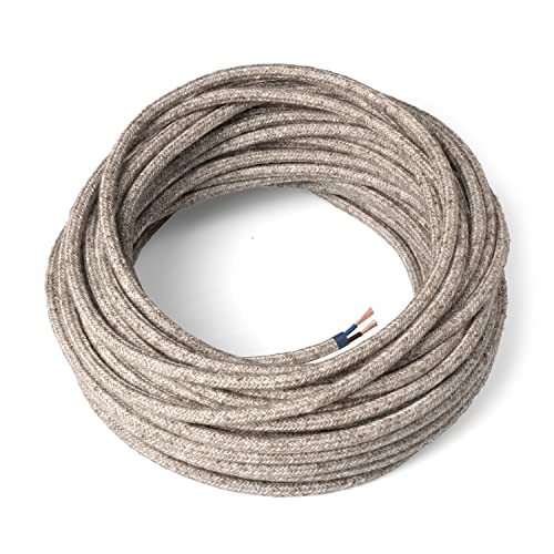Amarcords - Textilkabel für Lampen RAUCH, rund, Hanf, 10 Meter, mit 2 Leiter 2x0,75 - Stoffkabel mit farbigem vintage Stoff überzogen für Kronleuchter, Wandlampen und Lampenschirme Amarcords - Textilkabel für Lampen RAUCH, rund, Hanf, 10 Meter, mit 2 Leiter 2x0,75 - Stoffkabel mit farbigem vintage Stoff überzogen für Kronleuchter, Wandlampen und Lampenschirme von AMARCORDS