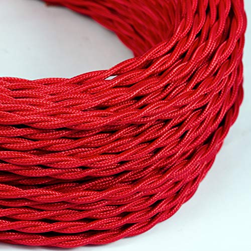 Amarcords - Textilkabel für Lampen ROT, geflochten, Seide, 50 Meter, mit Erdung 3x0,75 - Stoffkabel mit farbigem vintage Stoff überzogen für Kronleuchter, Wandlampen und Lampenschirme Amarcords - Textilkabel für Lampen ROT, geflochten, Seide, 50 Meter, mit Erdung 3x0,75 - Stoffkabel mit farbigem vintage Stoff überzogen für Kronleuchter, Wandlampen und Lampenschirme von AMARCORDS