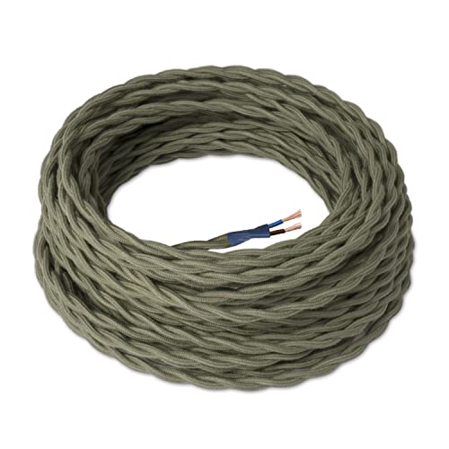 Amarcords - Textilkabel für Lampen SALBEI, geflochten, Leinen, 3 Meter, mit 2 Leiter 2x0,75 - Stoffkabel mit farbigem vintage Stoff überzogen für Kronleuchter, Wandlampen und Lampenschirme Amarcords - Textilkabel für Lampen SALBEI, geflochten, Leinen, 3 Meter, mit 2 Leiter 2x0,75 - Stoffkabel mit farbigem vintage Stoff überzogen für Kronleuchter, Wandlampen und Lampenschirme von AMARCORDS