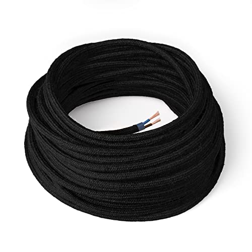 Amarcords - Textilkabel für Lampen SCHWARZ, rund, Jute, 5 Meter, mit 2 Leiter 2x0,75 - Stoffkabel mit farbigem vintage Stoff überzogen für Kronleuchter, Wandlampen und Lampenschirme Amarcords - Textilkabel für Lampen SCHWARZ, rund, Jute, 5 Meter, mit 2 Leiter 2x0,75 - Stoffkabel mit farbigem vintage Stoff überzogen für Kronleuchter, Wandlampen und Lampenschirme von AMARCORDS