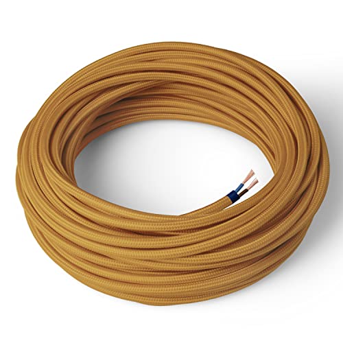 Amarcords - Textilkabel für Lampen SENF, rund, Seide, 1 Meter, mit 2 Leiter 2x0,75 - Stoffkabel mit farbigem vintage Stoff überzogen für Kronleuchter, Wandlampen und Lampenschirme Amarcords - Textilkabel für Lampen SENF, rund, Seide, 1 Meter, mit 2 Leiter 2x0,75 - Stoffkabel mit farbigem vintage Stoff überzogen für Kronleuchter, Wandlampen und Lampenschirme von AMARCORDS