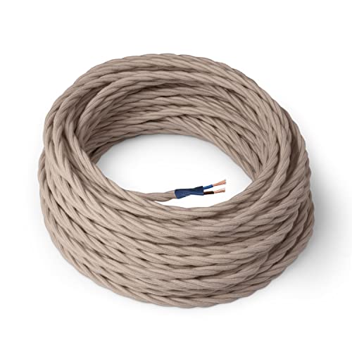 Amarcords - Textilkabel für Lampen TRAUBENGRAU, geflochten, Baumwolle, 5 Meter, mit 2 Leiter 2x0,75 - Stoffkabel mit farbigem vintage Stoff überzogen für Kronleuchter, Wandlampen und Lampenschirme Amarcords - Textilkabel für Lampen TRAUBENGRAU, geflochten, Baumwolle, 5 Meter, mit 2 Leiter 2x0,75 - Stoffkabel mit farbigem vintage Stoff überzogen für Kronleuchter, Wandlampen und Lampenschirme von AMARCORDS