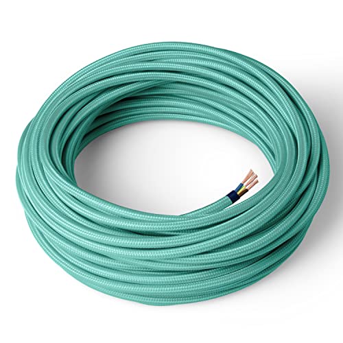 Amarcords - Textilkabel für Lampen WASSER, rund, Seide, 10 Meter, mit Erdung 3x0,75 - Stoffkabel mit farbigem vintage Stoff überzogen für Kronleuchter, Wandlampen und Lampenschirme Amarcords - Textilkabel für Lampen WASSER, rund, Seide, 10 Meter, mit Erdung 3x0,75 - Stoffkabel mit farbigem vintage Stoff überzogen für Kronleuchter, Wandlampen und Lampenschirme von AMARCORDS