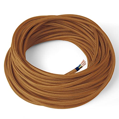 Amarcords - Textilkabel für Lampen WHISKY, rund, Seide, 10 Meter, mit Erdung 3x0,75 - Stoffkabel mit farbigem vintage Stoff überzogen für Kronleuchter, Wandlampen und Lampenschirme Amarcords - Textilkabel für Lampen WHISKY, rund, Seide, 10 Meter, mit Erdung 3x0,75 - Stoffkabel mit farbigem vintage Stoff überzogen für Kronleuchter, Wandlampen und Lampenschirme von AMARCORDS