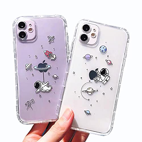 AMART für iPhone 11 Hülle, 2Pack Durchsichtig HandyHülle mit Astronaut Planet Stern Muster Hülle Transparent Klar Silikon Ultra Dünn Weich TPU Motiv Stoßfeste Schutzhülle für iPhone 11 (6,1") NUR von AMART