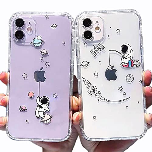 AMART für iPhone 11 Hülle, 2Pack Durchsichtig HandyHülle mit Astronaut Planet Stern Muster Hülle Transparent Klar Silikon Ultra Dünn Weich TPU Motiv Stoßfeste Schutzhülle für iPhone 11 (6,1") NUR von AMART