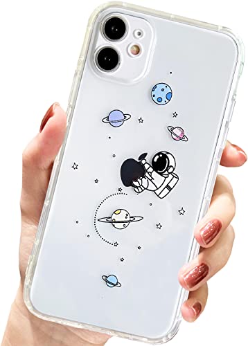 AMART für iPhone 11 Hülle,Durchsichtig HandyHülle mit Astronaut Planet Stern Muster Hülle Transparent Klar Ultra Dünn Weich Silikon Stoßfeste mit Motiv Schutzhülle für iPhone 11(Embrace Astronaut) von AMART