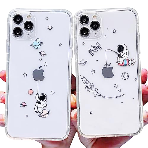 AMART für iPhone 11 Pro Hülle,2Pack Durchsichtig HandyHülle mit Astronaut Planet Stern Muster Hülle Transparent Ultra Dünn Weich Silikon Stoßfeste mit Motiv Schutzhülle für iPhone 11 Pro(5.8 zoll NUR) von AMART