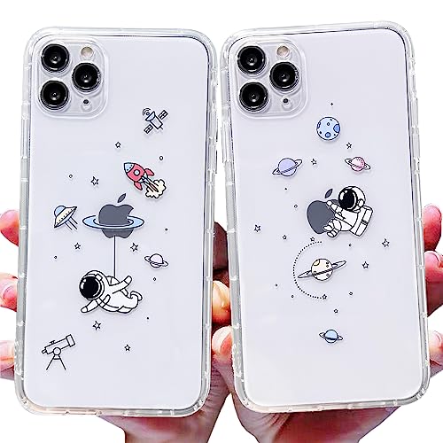 AMART für iPhone 11 Pro Max Hülle, 2Pack Durchsichtig HandyHülle mit Astronaut Planet Muster Hülle Transparent Ultra Dünn Weich TPU Cartoon Motiv Design Stoßfeste Schutzhülle für iPhone 11 Pro Max von AMART