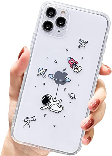 AMART für iPhone 11 Pro Max Hülle,Durchsichtig HandyHülle mit Astronaut Planet Stern Muster Hülle Transparent Klar Silikon Ultra Dünn Weich TPU Motiv Stoßfeste Schutzhülle für iPhone 11 PM(Flying) von AMART