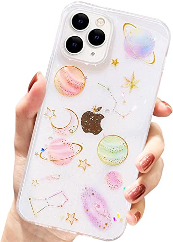 AMART für iPhone 11 Pro Max Hülle Glitzer,Durchsichtig Planet Stern Universum Design Transparente HandyHülle mit Space Motiv Weich TPU Silikon Frauen Mädchen Schutzhülle für iPhone 11 Pro Max (Planet) von AMART