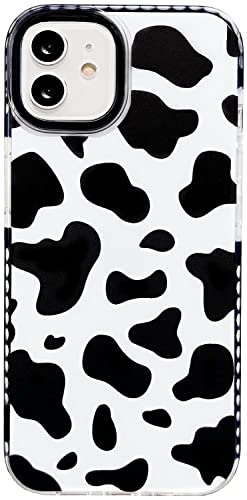 AMART für iPhone 12 Mini Hülle Durchsichtig mit Kuh Muster Aesthetic Motiv Weiche Silikon Stoßfest Schutzhülle Cover Schwarz HandyHülle für iPhone 12 Mini (5,8 Zoll) NUR von AMART