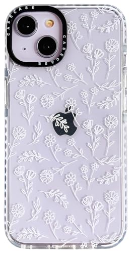 AMART für iPhone 13/iPhone 14 Hülle Blumen,Durchsichtig mit Süß Weiß Blumen Muster HandyHülle für Frauen Mädchen Weiche Silikon Stoßfest Schutzhülle mit Motiv für iPhone 13/14 von AMART