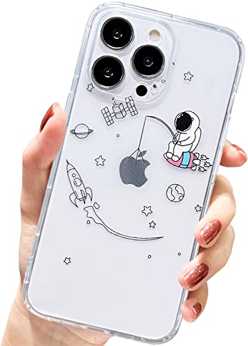 AMART für iPhone 13 Pro Max Hülle,Durchsichtig HandyHülle mit Astronaut Planet Stern Muster Hülle Transparent Klar Ultra Dünn Weich TPU Stoßfeste mit Motiv Schutzhülle für iPhone 13 Pro Max(Fishing) von AMART