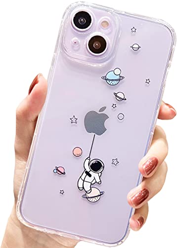 AMART für iPhone 14 Hülle,Durchsichtig HandyHülle mit Astronaut Planet Stern Muster Hülle Transparent Klar Silikon Ultra Dünn Weich TPU Motiv Stoßfeste Schutzhülle für iPhone 14 (6,1") NUR von AMART
