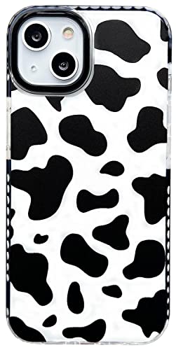 AMART für iPhone 14 Hülle Kuh Muster,Durchsichtig mit Kuh Drucken Aesthetic Motiv Weiche Silikon Stoßfest Schutzhülle Cover Schwarz HandyHülle für iPhone 14 (6,1 Zoll) NUR von AMART