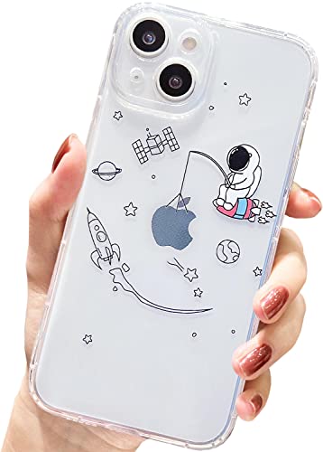 AMART für iPhone 14 Plus Hülle,Durchsichtig HandyHülle mit Astronaut Planet Stern Muster Hülle Transparent Klar Ultra Dünn Weich Silikon Stoßfeste mit Motiv Schutzhülle für iPhone 14 Plus(6,7") NUR von AMART