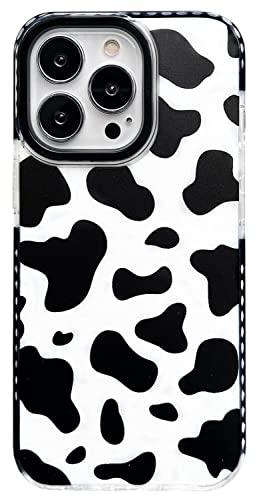 AMART für iPhone 14 Pro Hülle Muster,Durchsichtig mit Kuh Drucken Motiv Weiche TPU Stoßfest Schutzhülle Cover Schwarz HandyHülle für iPhone 14 Pro (6,1zoll) NUR von AMART