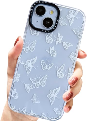 AMART für iPhone 15 Hülle,Durchsichtig mit Weiß Schmetterling Motiv Design HandyHülle Frauen Mädchen Weiche TPU Silikon Stoßfest Schutzhülle für iPhone 15(6.1" Zoll 2023) von AMART