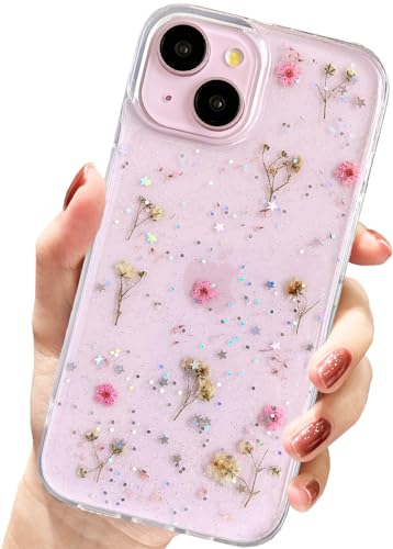 AMART für iPhone 15 Plus/iPhone 14 Plus Hülle Blumen, Durchsichtig Handyhülle mit Echte Getrocknete Blumen Hülle,Klare mit Glitzer Motiv Weich Silikon Schutzhülle für iPhone 15 Plus/14 Plus(Rosa) AMART für iPhone 15 Plus/iPhone 14 Plus Hülle Blumen, Durchsichtig Handyhülle mit Echte Getrocknete Blumen Hülle,Klare mit Glitzer Motiv Weich Silikon Schutzhülle für iPhone 15 Plus/14 Plus(Rosa) von AMART