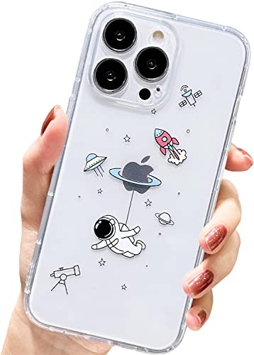 AMART für iPhone 15 Pro Max Hülle,Durchsichtig HandyHülle mit Astronaut Planet Stern Muster Klar Ultra Dünn Weich Silikon Stoßfeste mit Motiv Schutzhülle für iPhone 15 Pro Max(Flying) von AMART