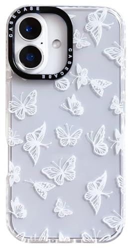 AMART für iPhone 16 Hülle,Durchsichtig mit Weiß Schmetterling Motiv Design HandyHülle Frauen Mädchen Weiche TPU Silikon Stoßfest Schutzhülle für iPhone 16 (6.3 Zoll 2024) von AMART